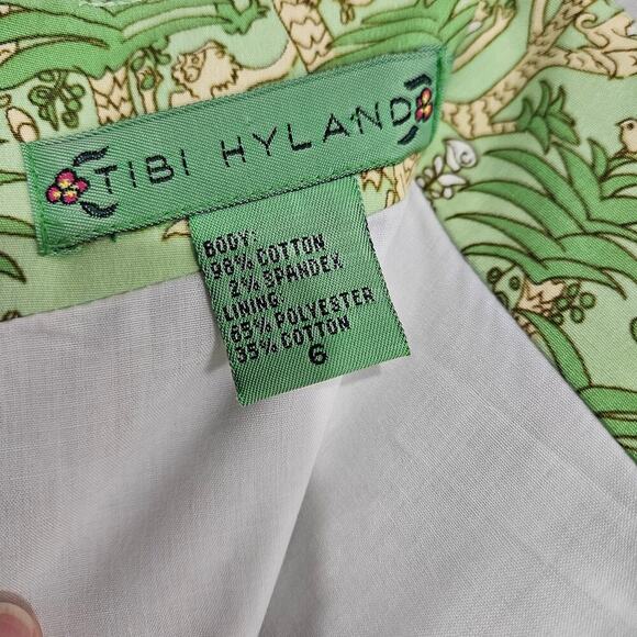 TIBI HYLAND Green Tropical Print Monkey Mini Skirt Size 6 - Picture 7 of 8